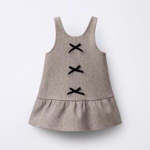 Zara kids Gray Sleeveless Dress with Black Bows